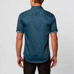 Paisely Accent Short-Sleeve Button-Up // Dark Blue (M)