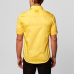 Plaid Accent Short-Sleeve Button-Up // Yellow (S)