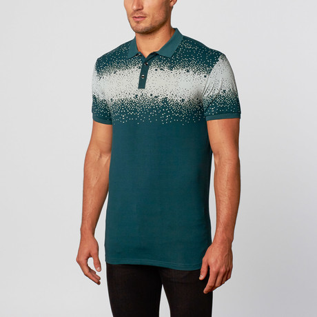 Spackled Print Polo // Teal (S)