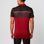 Paisley Block Polo // Black + Red (S)