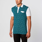 Diamond Polka Print Polo // Teal (M)