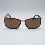 Porsche Rectangular Sunglasses // Gold Frame + Brown Lens