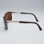 Porsche Rectangular Sunglasses // Gold Frame + Brown Lens