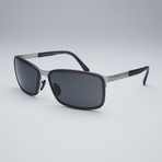 Porsche Rectangular Sunglasses // Gunmetal Black Frame + Grey Lens