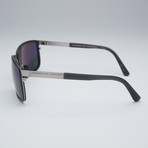 Porsche Rectangular Sunglasses // Gunmetal Black Frame + Grey Lens