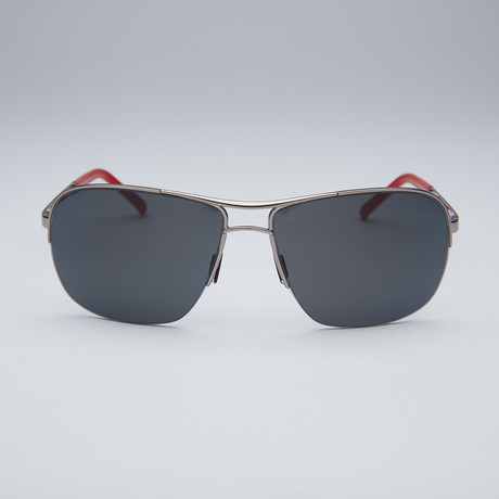 Porsche Rectangular Sunglasses // Gunmetal Frame + Grey Lens