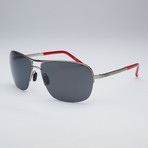 Porsche Rectangular Sunglasses // Gunmetal Frame + Grey Lens