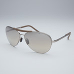 Porsche Aviator Sunglasses // Gunmetal Frame + Olive Silver Mirror Lens