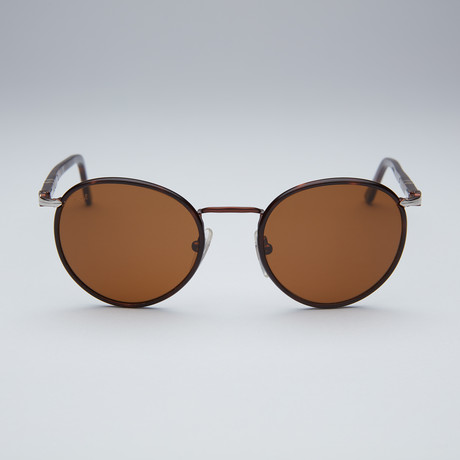 Persol Round Sunglasses // Brown Frame + Brown Lens