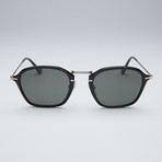 Persol Polarized Reflex Edition Sunglasses // Black and Silver Frame + Green Lens