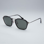 Persol Polarized Reflex Edition Sunglasses // Black and Silver Frame + Green Lens