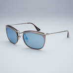 Persol Sunglasses // Grey and Matte Havana Frame + Grey Mirror Blue Lens