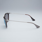 Persol Sunglasses // Grey and Matte Havana Frame + Grey Mirror Blue Lens