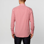 Checkered Button-Up + Paisley Trim // Red + White (S)