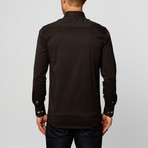 Solid Button-Up + Paisley Trim // Black (S)