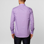 Solid Button-Up + Paisley Trim // Lavender (S)