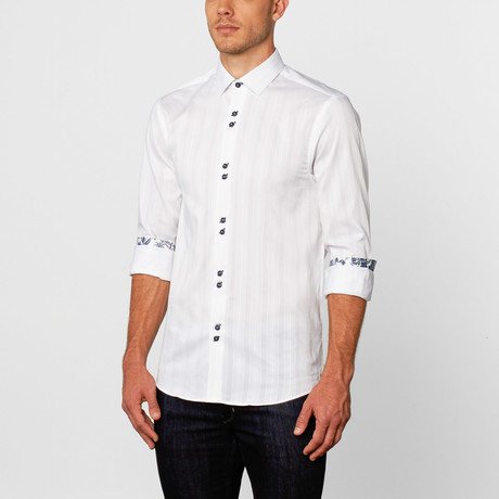 Classic Button-Up // White + Blue (S)
