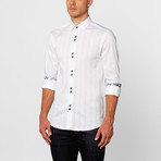 Classic Button-Up // White + Blue (S)