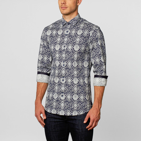 Coogi // Celtic Button-Up // Navy + White (S)