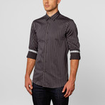 Classic Button-Up // Black + Grey Stripe (2XL)