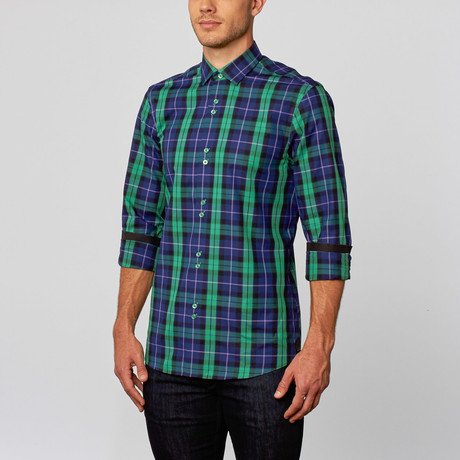 Plaid Button-Up // Green + Purple (S)