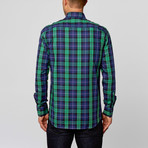 Plaid Button-Up // Green + Purple (S)