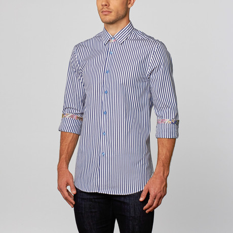 Classic Button-Up // Blue + White Stripe (S)