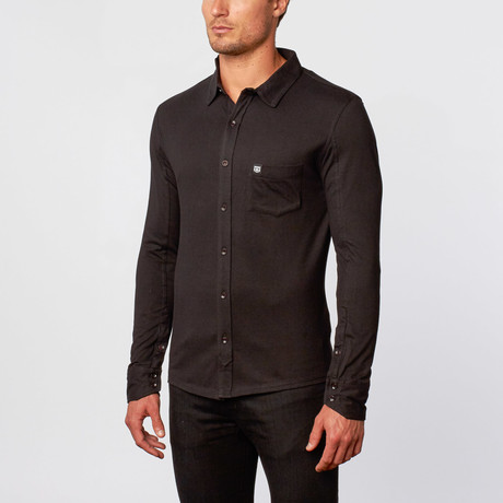 Jersey Button-Down Shirt // Black (S)