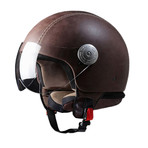 Vintage Leather Helmet + Visor // Brown (21.3" Circumference // XS)