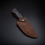 Damascus Handmade Hunting Knife + Pouch // HK-55