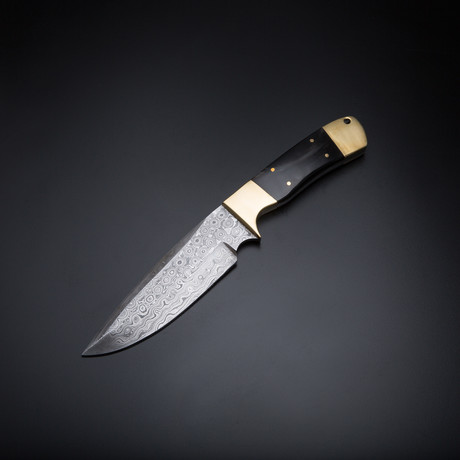 Damascus Handmade Hunting Knife + Pouch // HK-52