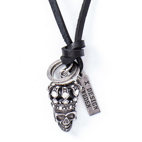 Niccolo Crowned Skull Necklace (Black)