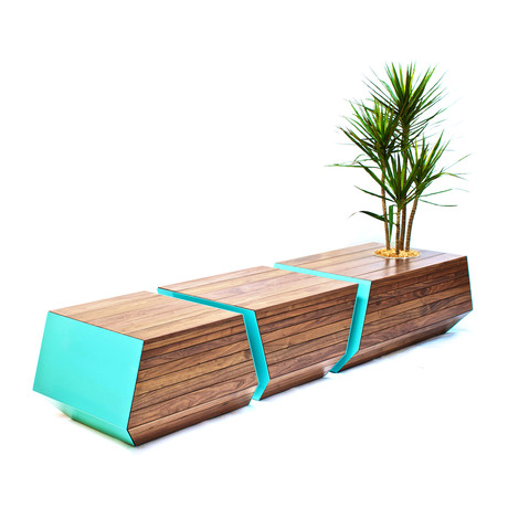 Boxcar Bench // Walnut + Blue