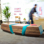 Boxcar Bench // Walnut + Blue