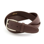 Leather Buckle Belt // Brown (110 CM)