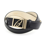 Signature Buckle Leather Belt // Black (115 CM)
