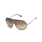 Alex Sunglasses // Bronze + Silver + Blue Trim