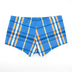 Plaid Squarecut Swimmer // Blue (S/30)