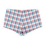Plaid Squarecut Swimmer // Aqua (L/34)