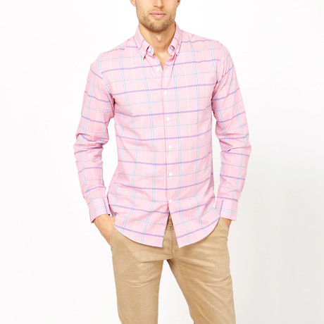 St. Lynn // Button-Up // Salmon Cross Stripe (M)