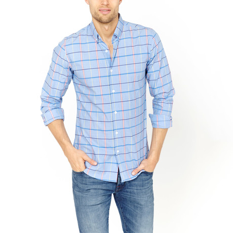 St. Lynn // Button-Up // Baby Blue Cross Stripe (L)