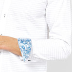 St. Lynn // Sleek Button-Up // White Diamond Grid (XL)