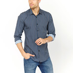 Paisley Button-Up // Navy + Light Blue (L)
