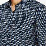 Paisley Button-Up // Navy + Light Blue (L)
