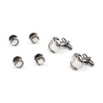 Two-Tone Brushed Metal Cufflink Stud Set // Silver