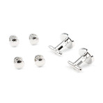 Round Cufflink Stud Set // Black