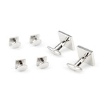 Square Cufflink Stud Set // Black