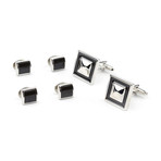 Square Cufflink Stud Set // Black