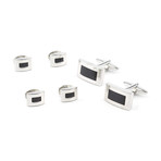 Rectangular Cufflink Stud Set // Black