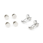 Round Cufflink Stud Set // Mother Of Pearl